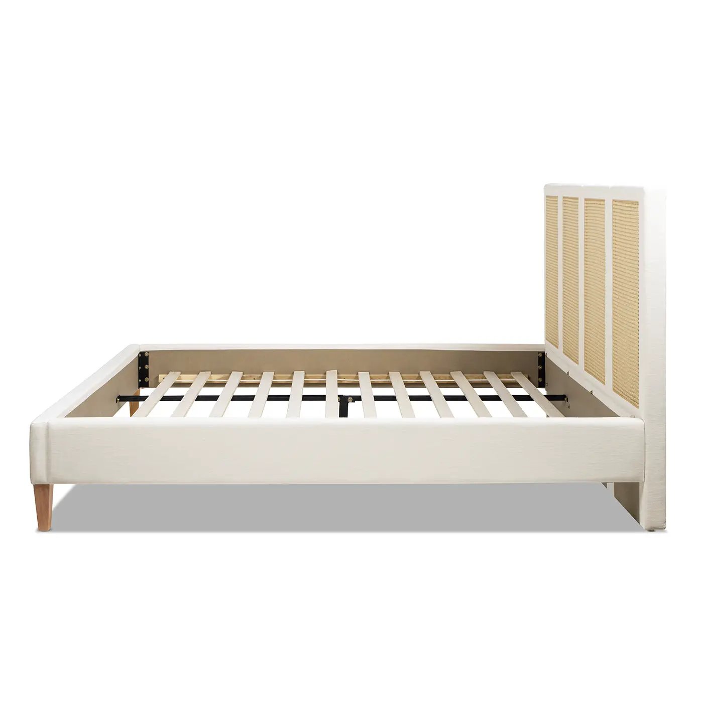 Toscana King Upholstered Cane Back Platform Bed, Antique by HouseOfZazla