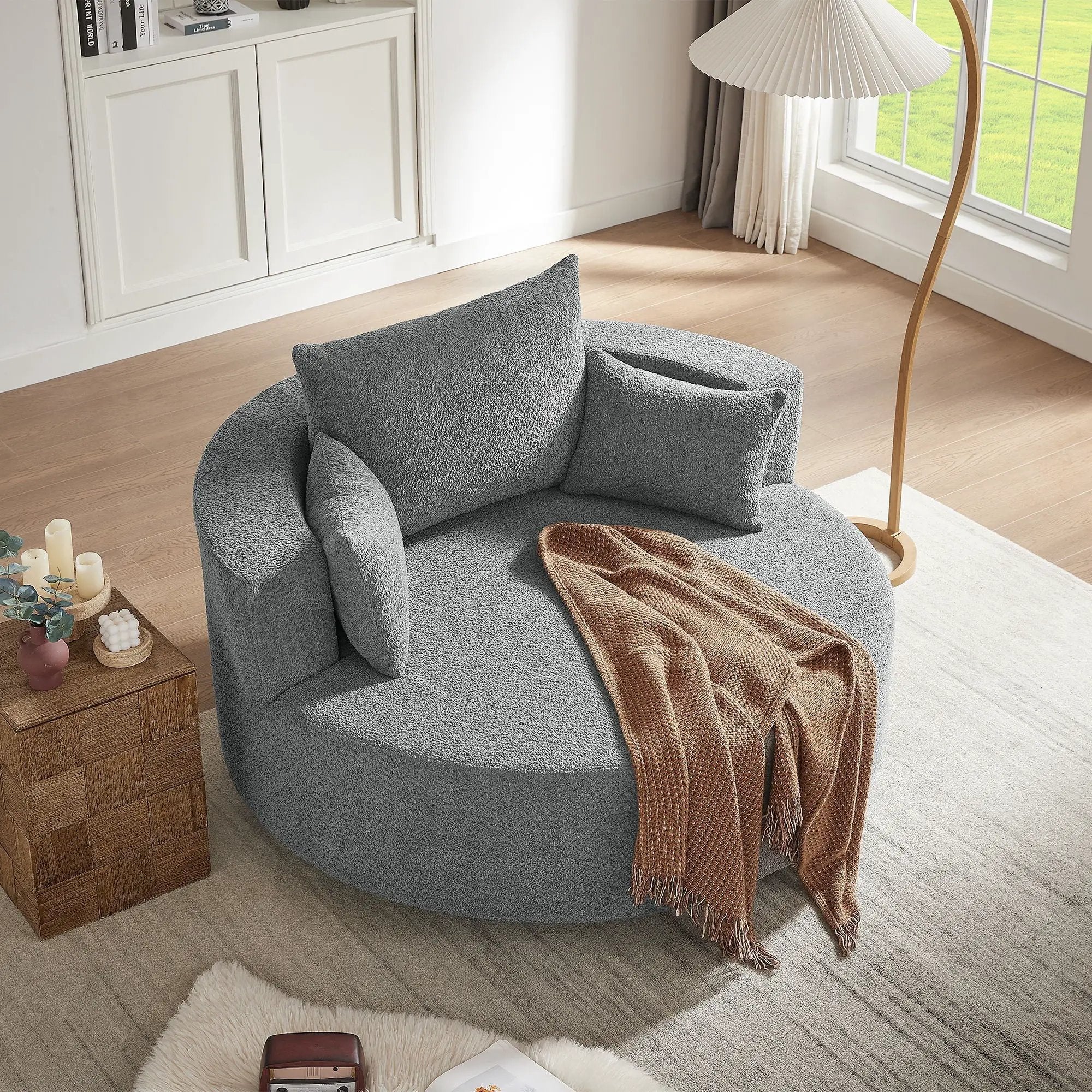 360° Swivel Accent Barrel Chair With 3 Removable Pillows For Living Room by HouseOfZazla