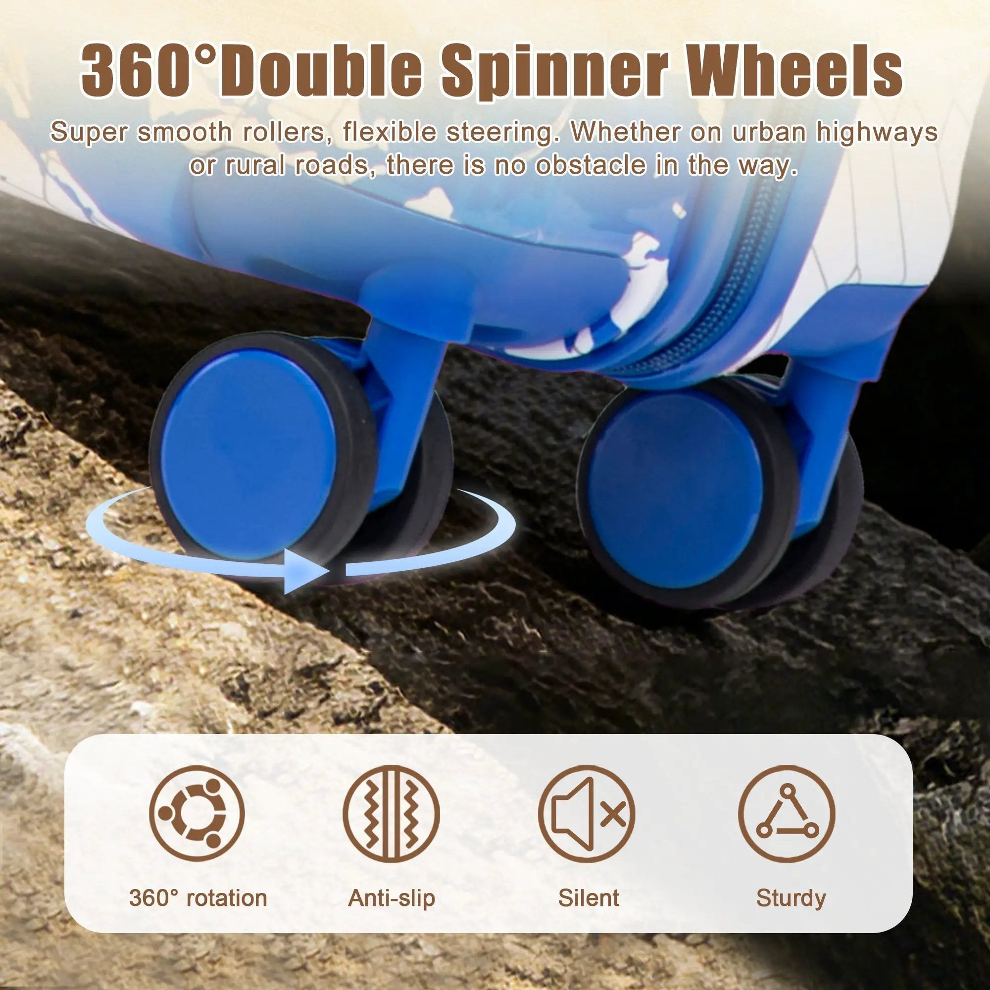20 Inch PC Spinner Wheel Luggage - Blue by HouseOfZazla