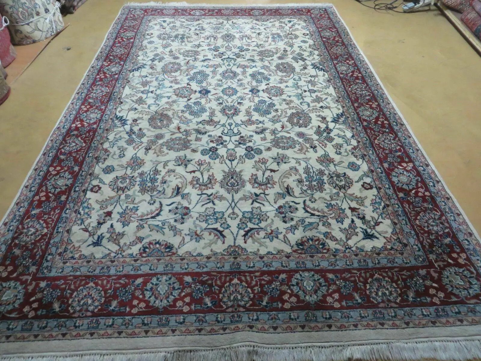 6' X 9' Vintage Handmade Fine Chinese Floral Oriental Wool Rug Carpet Beige by Jewel Rugs