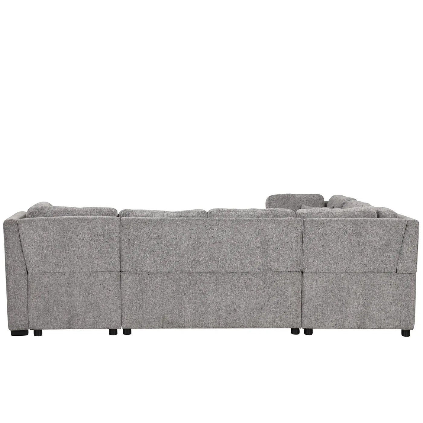 U-Shaped Sectional Sofa Pull Out Sofa Bed With Two USB Ports, Two Power Sockets, Three Back Pillows And A Storage Chaise For Living Room by HouseOfZazla