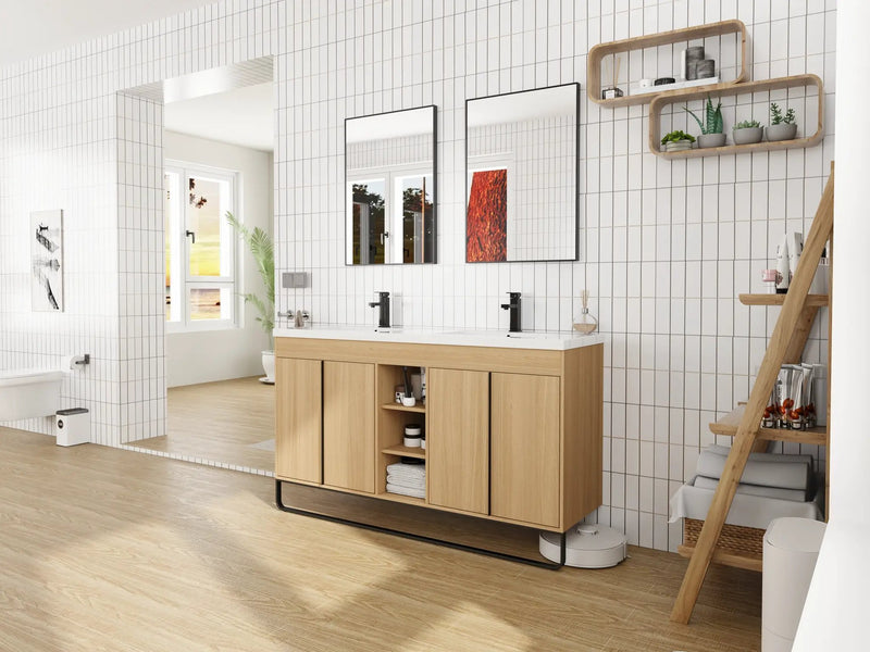 60" Freestanding Bathroom Vanity With Resin Double Sink by HouseOfZazla