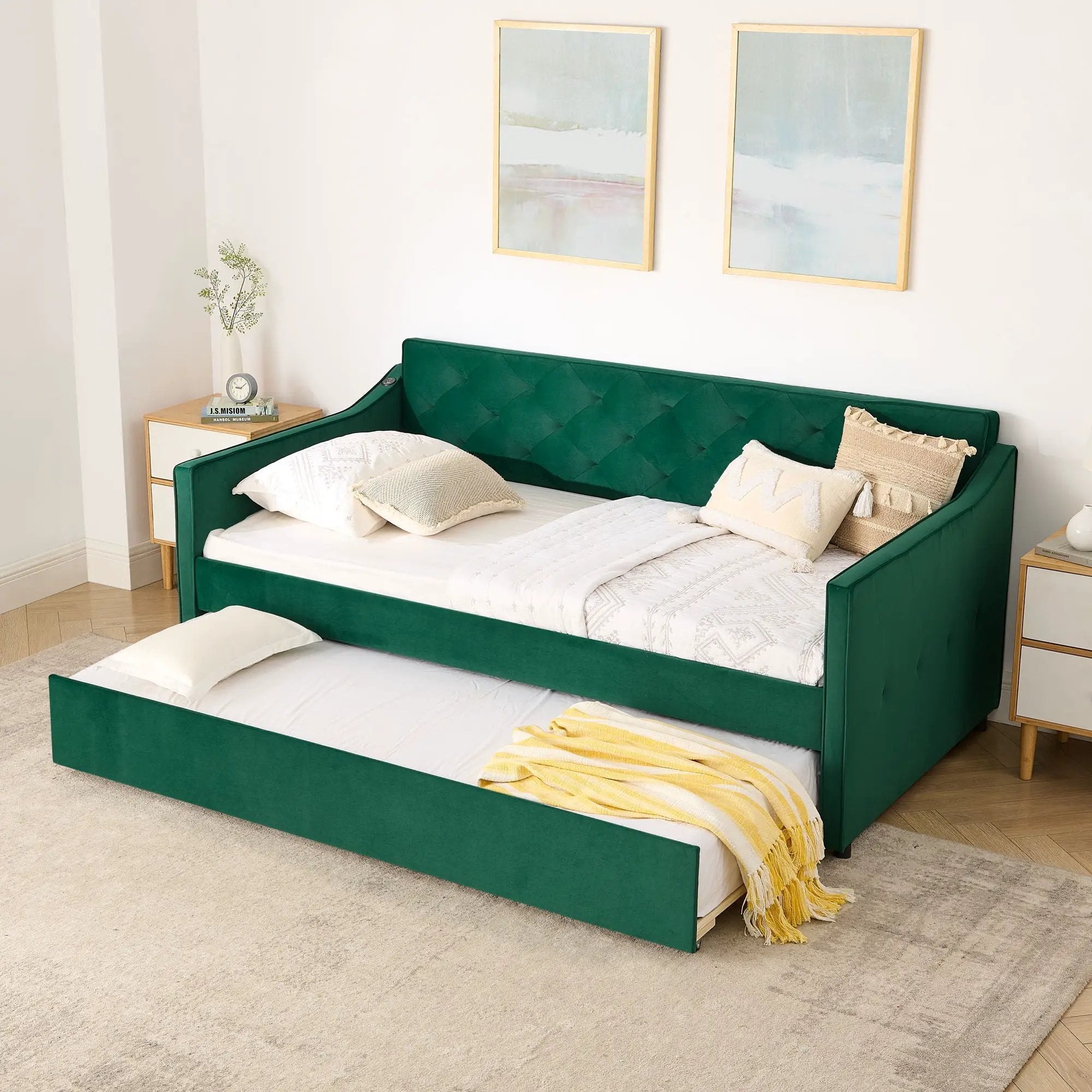 Daybed With Pop Up Trundle And USB Charging Armrest by Unique Piece Furniture