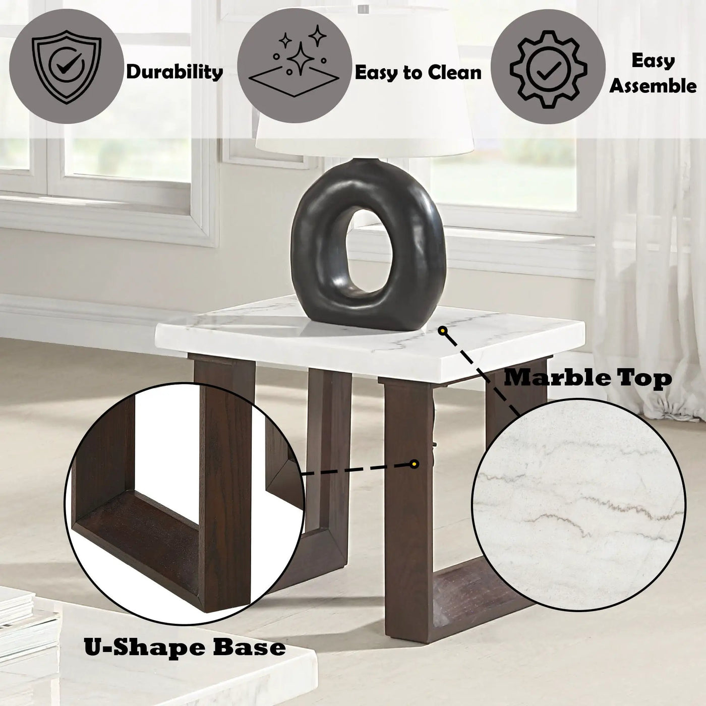 Edwyn Natural Marble Top End Table by HouseOfZazla