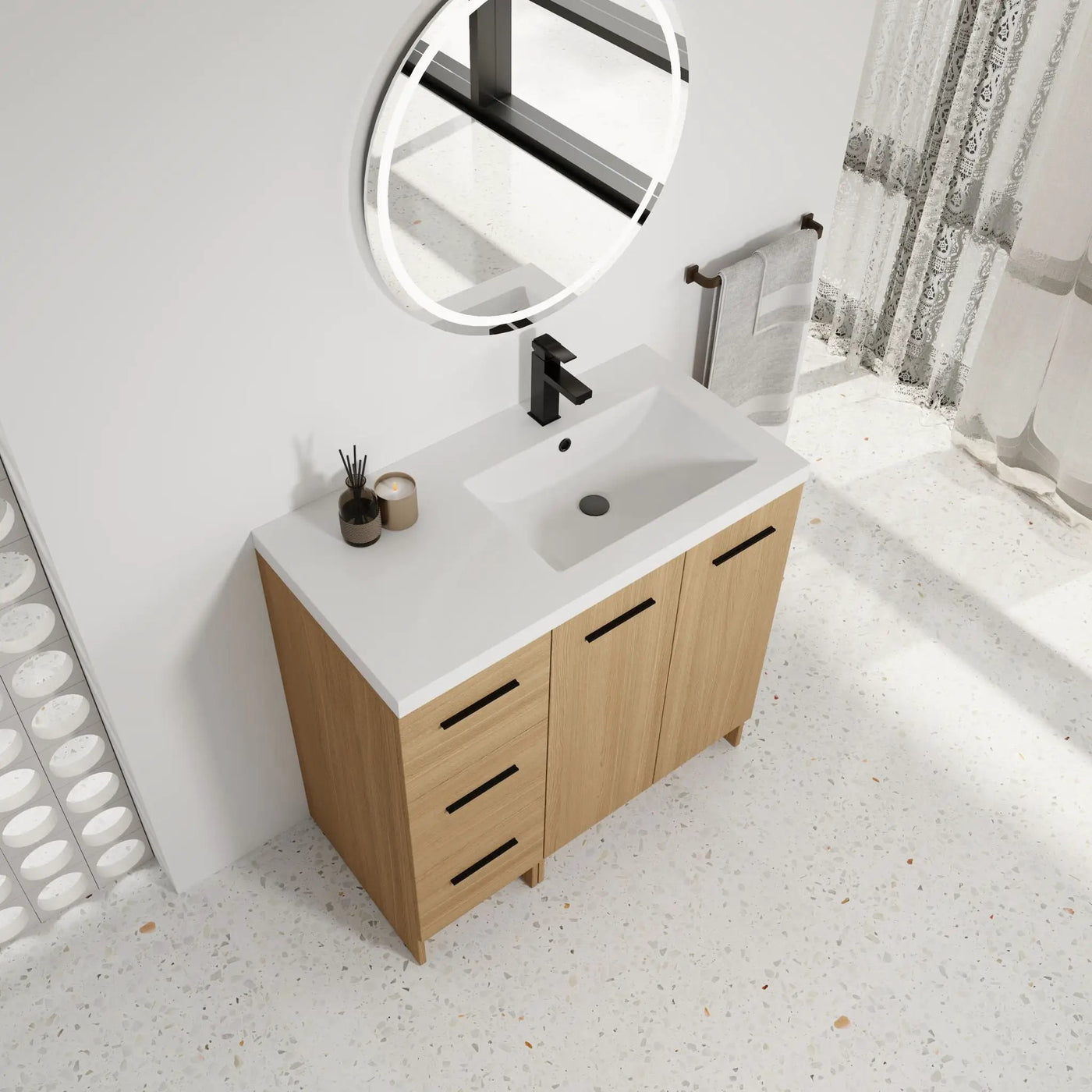 Wall Mounted Floating Bathroom Vanity With Sink, Door & Drawers Modular Cabinet by Unique Piece Furniture