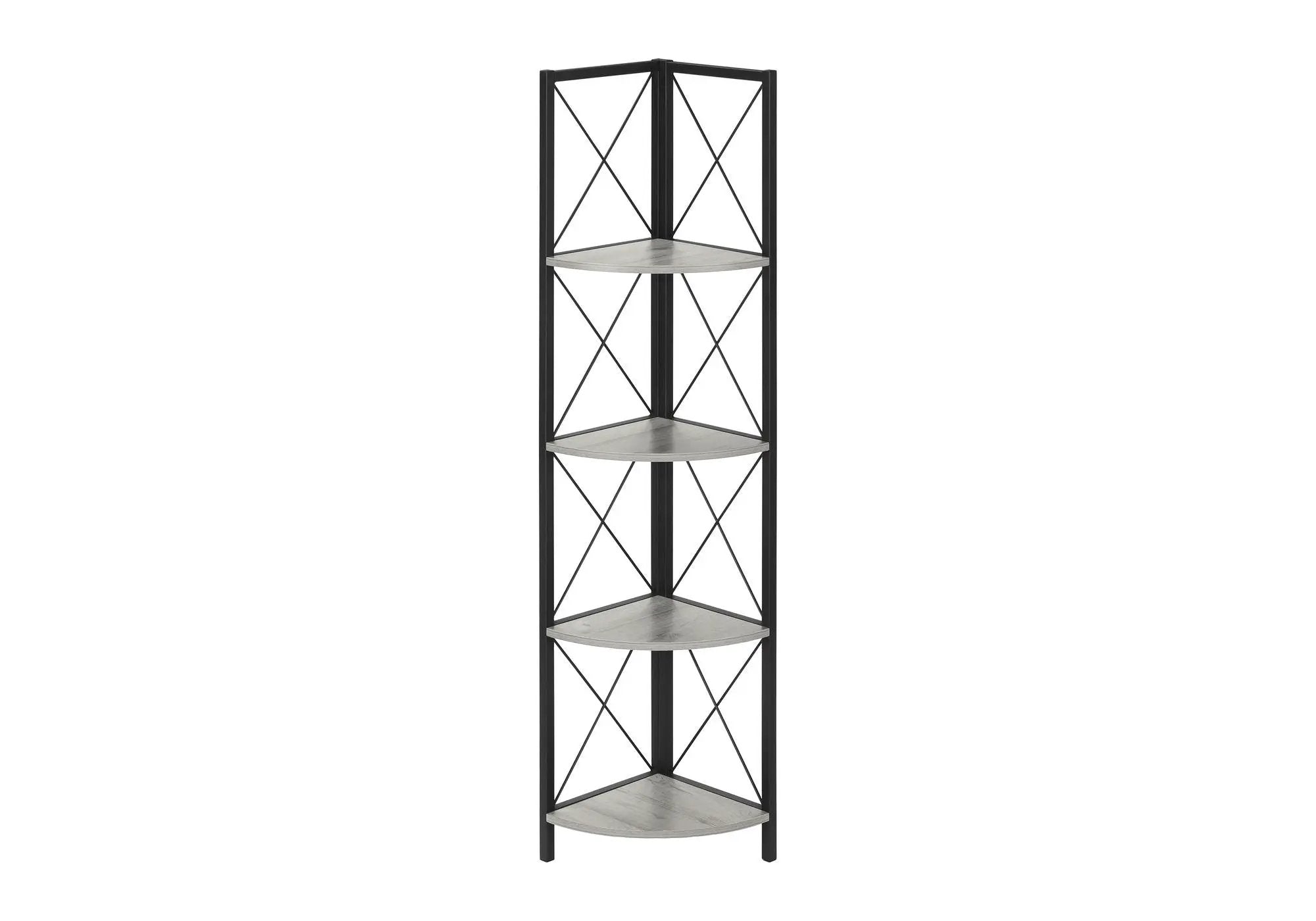 4-Tier Corner Bookshelf with Marble Look and Metal Frame by HouseOfZazla