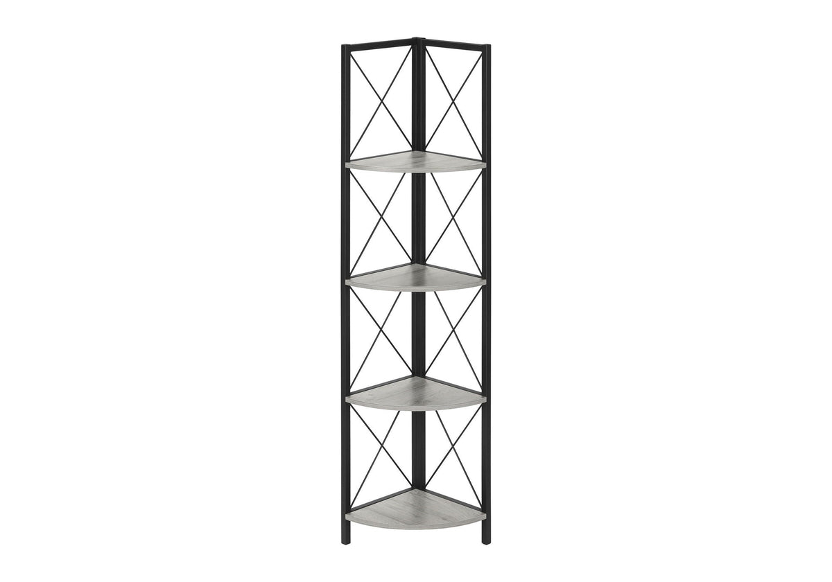 4-Tier Corner Bookshelf with Marble Look and Metal Frame - Black, photo 10 of 16