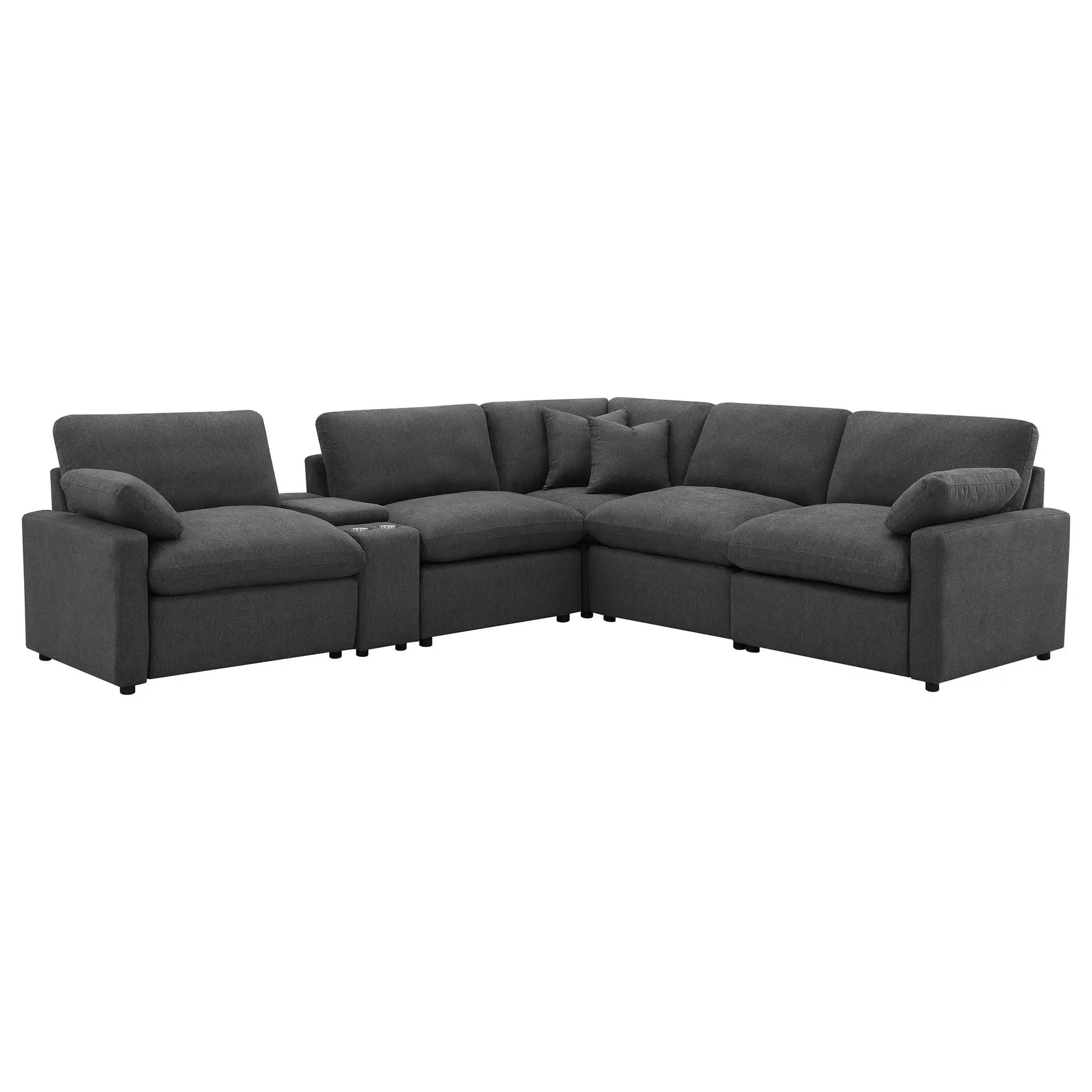 Collins 6-piece Modular Power Reclining Sectional Dark Grey by Unique Piece Furniture