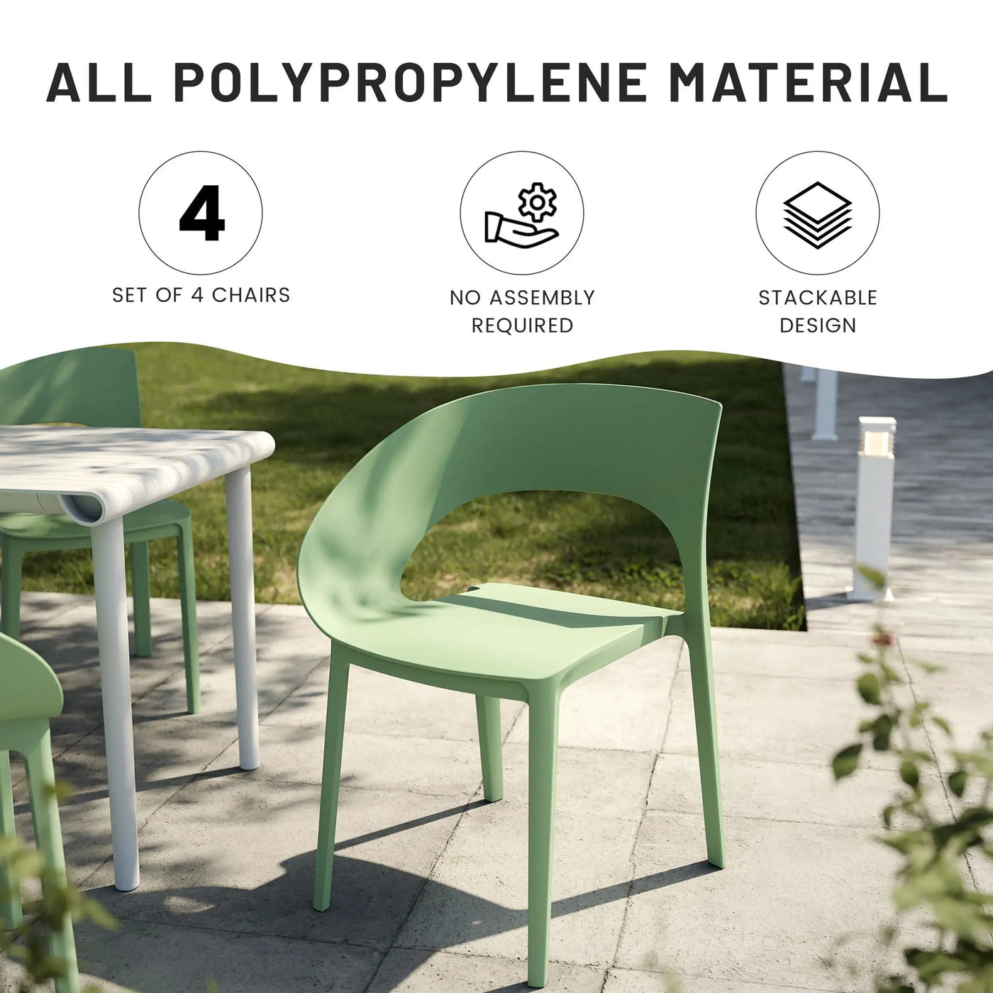 4 Piece Set Of Modern Designed Single Chairs With Folding Square Table by HouseOfZazla