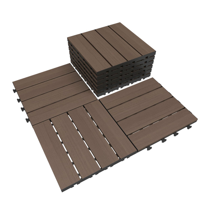 9 Pcs Interlocking Deck Tiles, 12" x 12" HDPE Outdoor Flooring by HouseOfZazla
