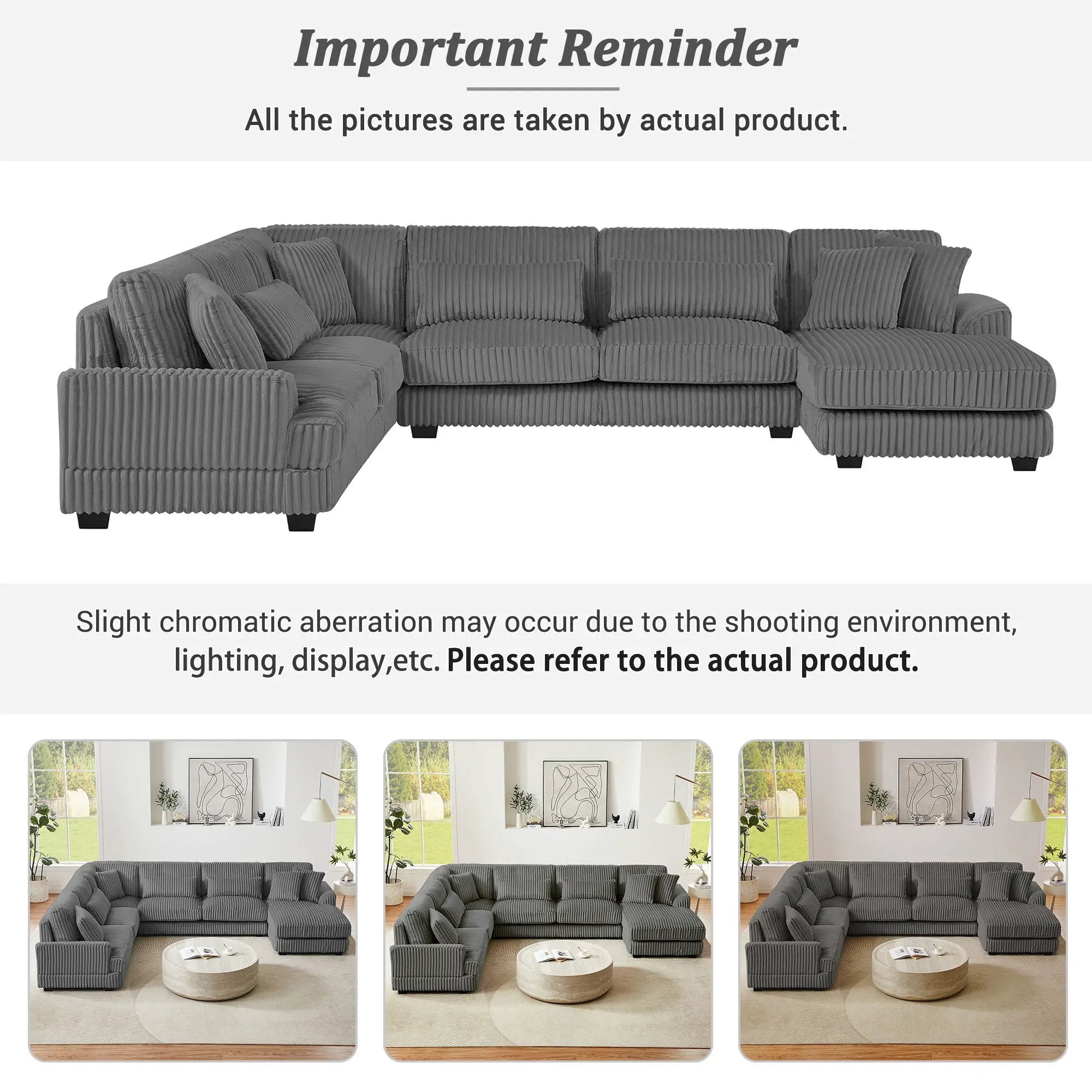 Oversized Sectional Sofa U - Shaped Sofa Couch Modern Sofa Upholstered In Soft With A Chaise Lounge For Living Room by HouseOfZazla