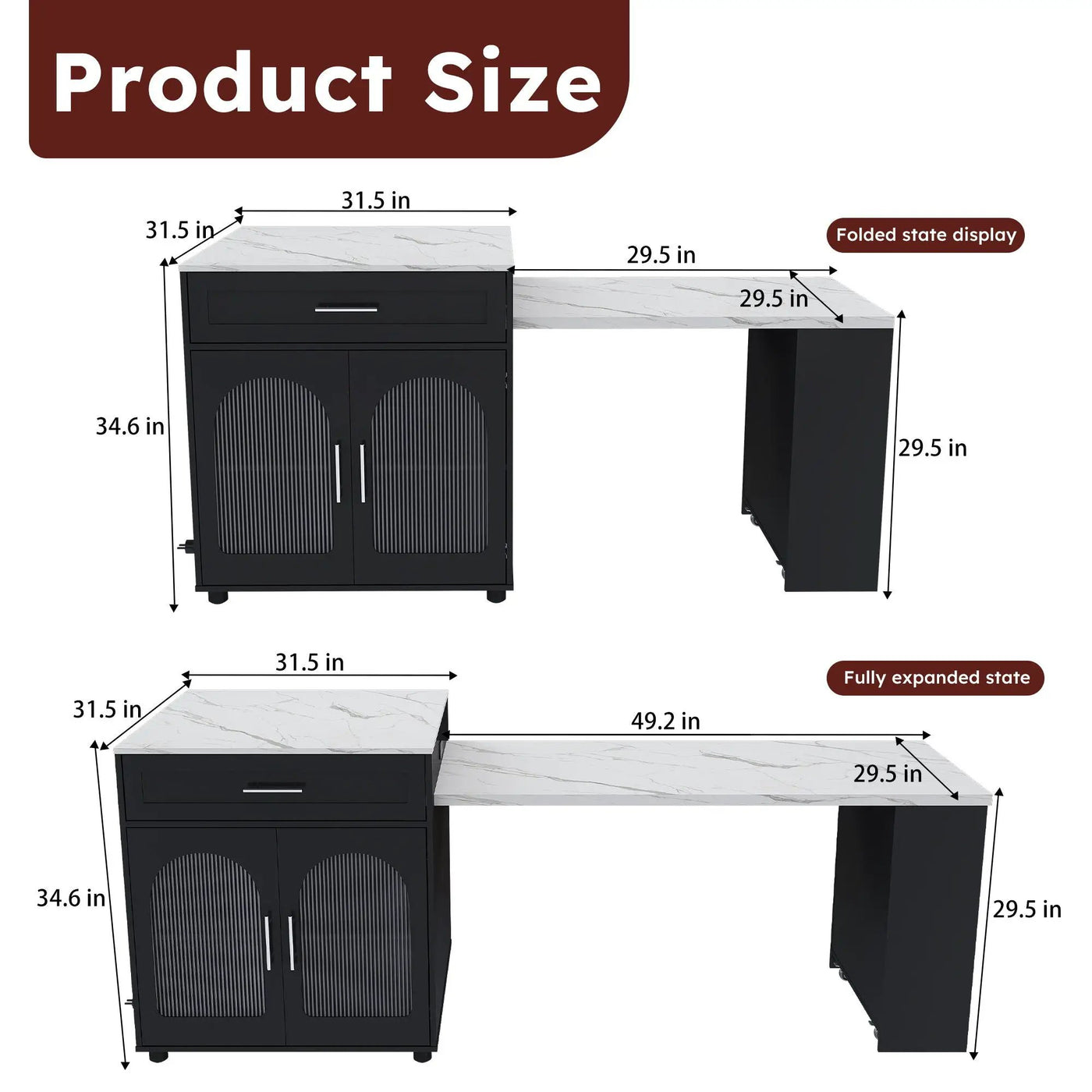 Expandable Kitchen Island With Power Outlet by HouseOfZazla