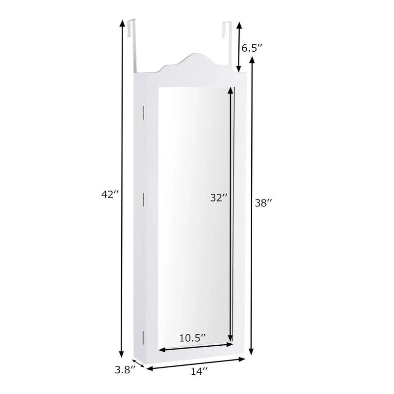 Wall Mounted Mirrored Jewelry Armoire Storage Organizer by DirectDeals