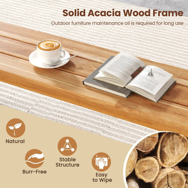 63 Inch 3-Person Acacia Patio Wood Outdoor Backless Bench by DirectDeals