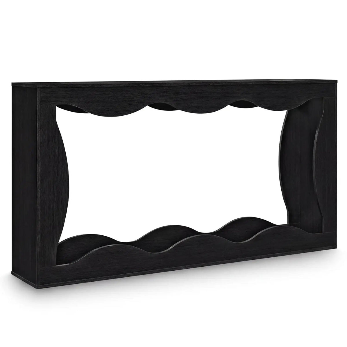 63 Inch Console Table 2-Tier Narrow Entryway Table with Wavy Edge Storage Shelf by DirectDeals