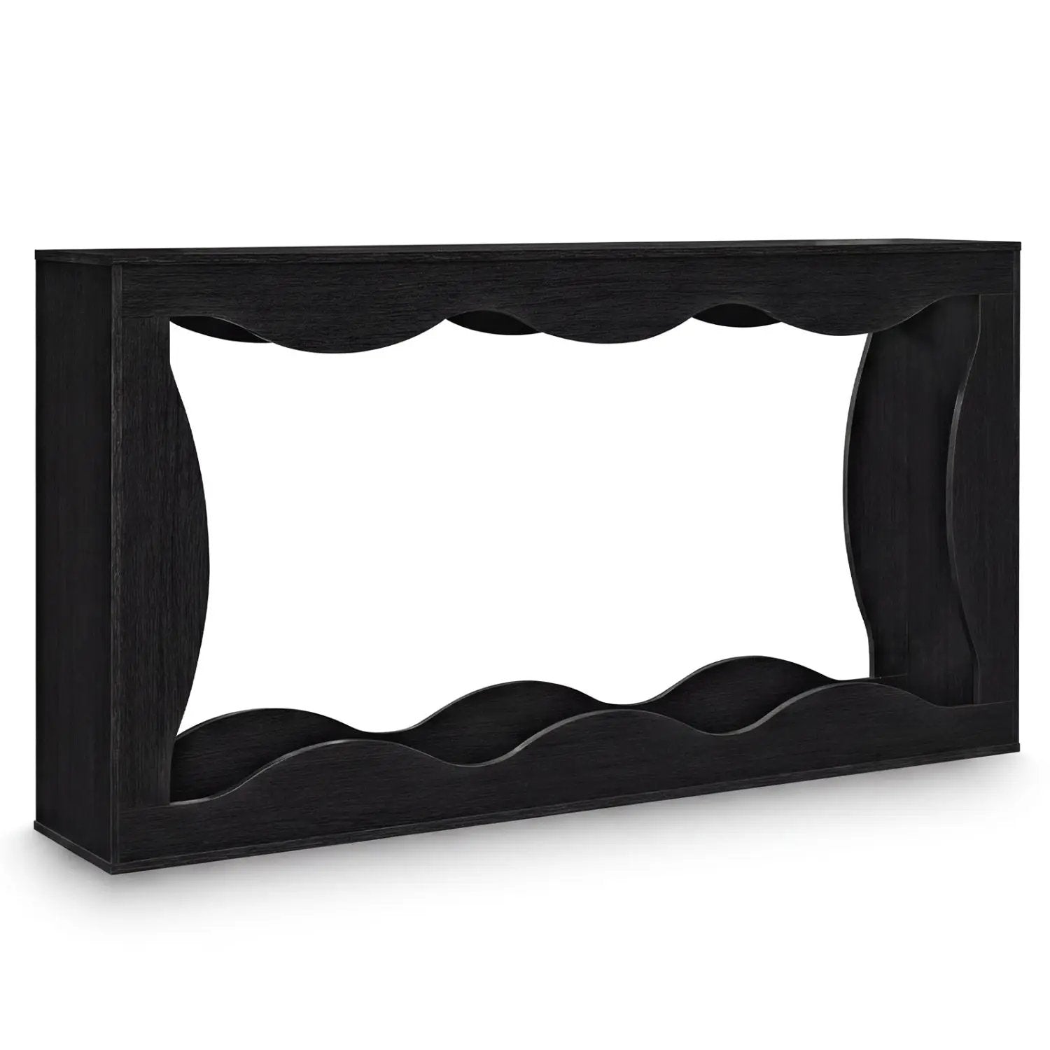 63 Inch Console Table 2-Tier Narrow Entryway Table with Wavy Edge Storage Shelf by DirectDeals