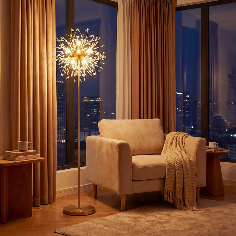 63-Inch Crystal Floor Lamp with Acrylic Crystals by DirectDeals