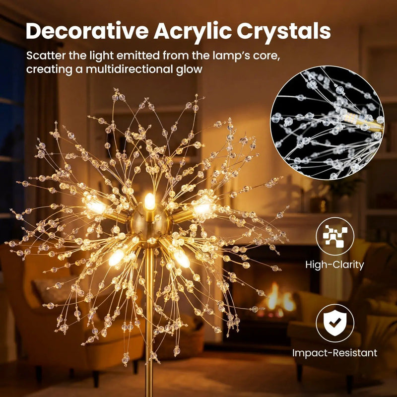 63-Inch Crystal Floor Lamp with Acrylic Crystals by DirectDeals