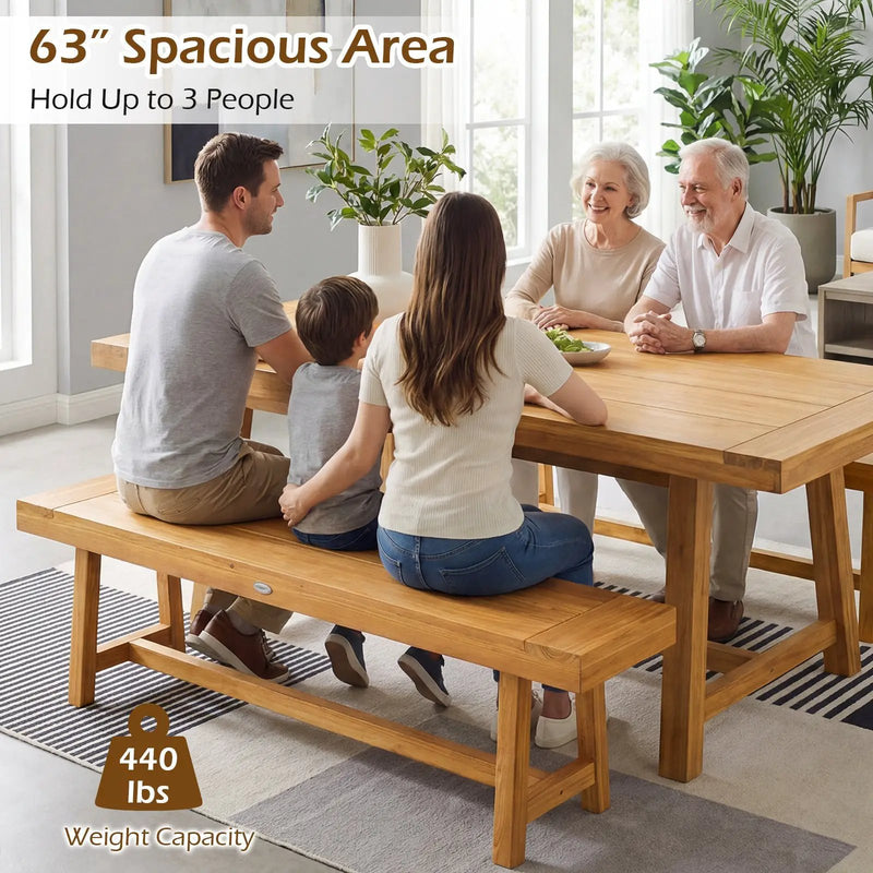 63 Inch Solid Wood Bench for up to 3 People by DirectDeals