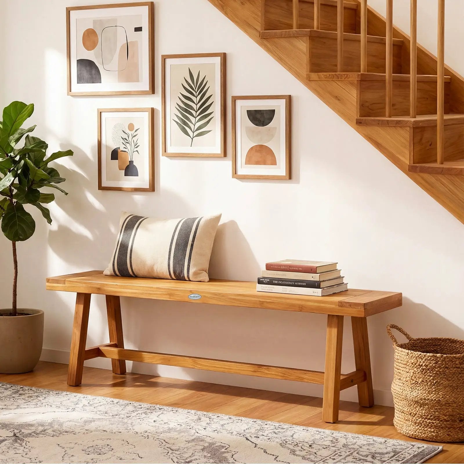 63 Inch Solid Wood Bench for up to 3 People by DirectDeals
