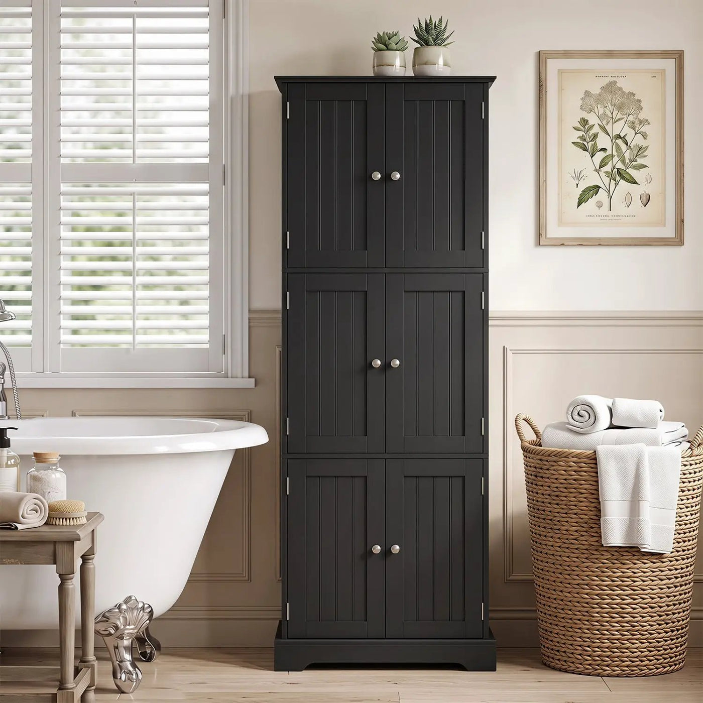63-Inch Tall Bathroom Storage Cabinet with 6 Doors by DirectDeals