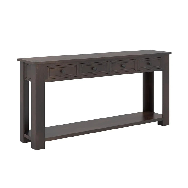 63 Inches Farmhouse Entryway Table with 4 Storage Drawers and Open Shelf-Espresso by DirectDeals