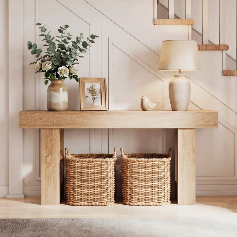 63 Inches Long Console Table Farmhouse Entryway Table with Storage by DirectDeals