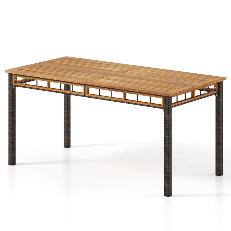 63" Outdoor Dining Table with Acacia Wood Slatted Tabletop by DirectDeals