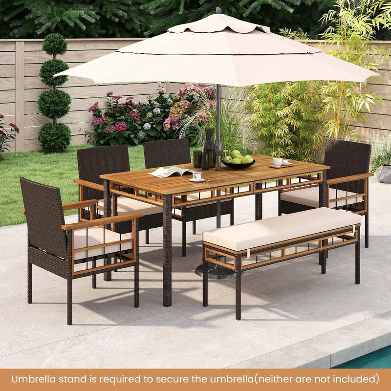63" Outdoor Dining Table with Acacia Wood Slatted Tabletop by DirectDeals