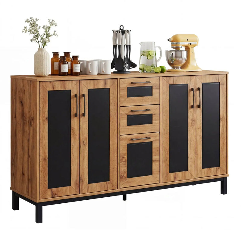 63" Sideboard Buffet Cabinet with 3 Drawers and Storage Shelves by DirectDeals