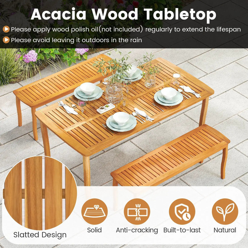 63 inch Outdoor Dining Table with Umbrella Hole Farmhouse Bistro Dinette Furniture by DirectDeals