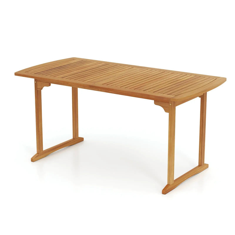 63 inch Outdoor Dining Table with Umbrella Hole and Slatted Tabletop by DirectDeals