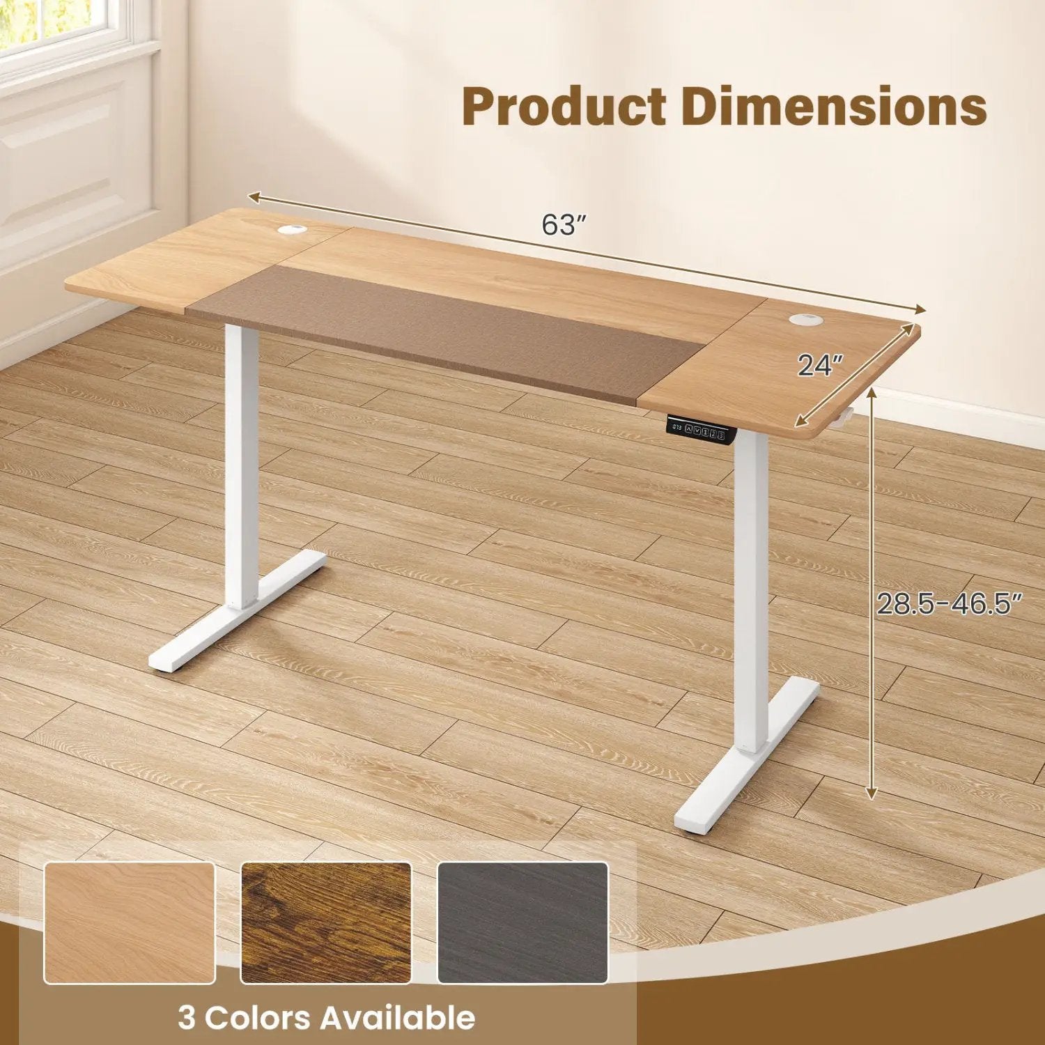 Electric Standing Desk 63x24 Inch with Memory Presets by DirectDeals