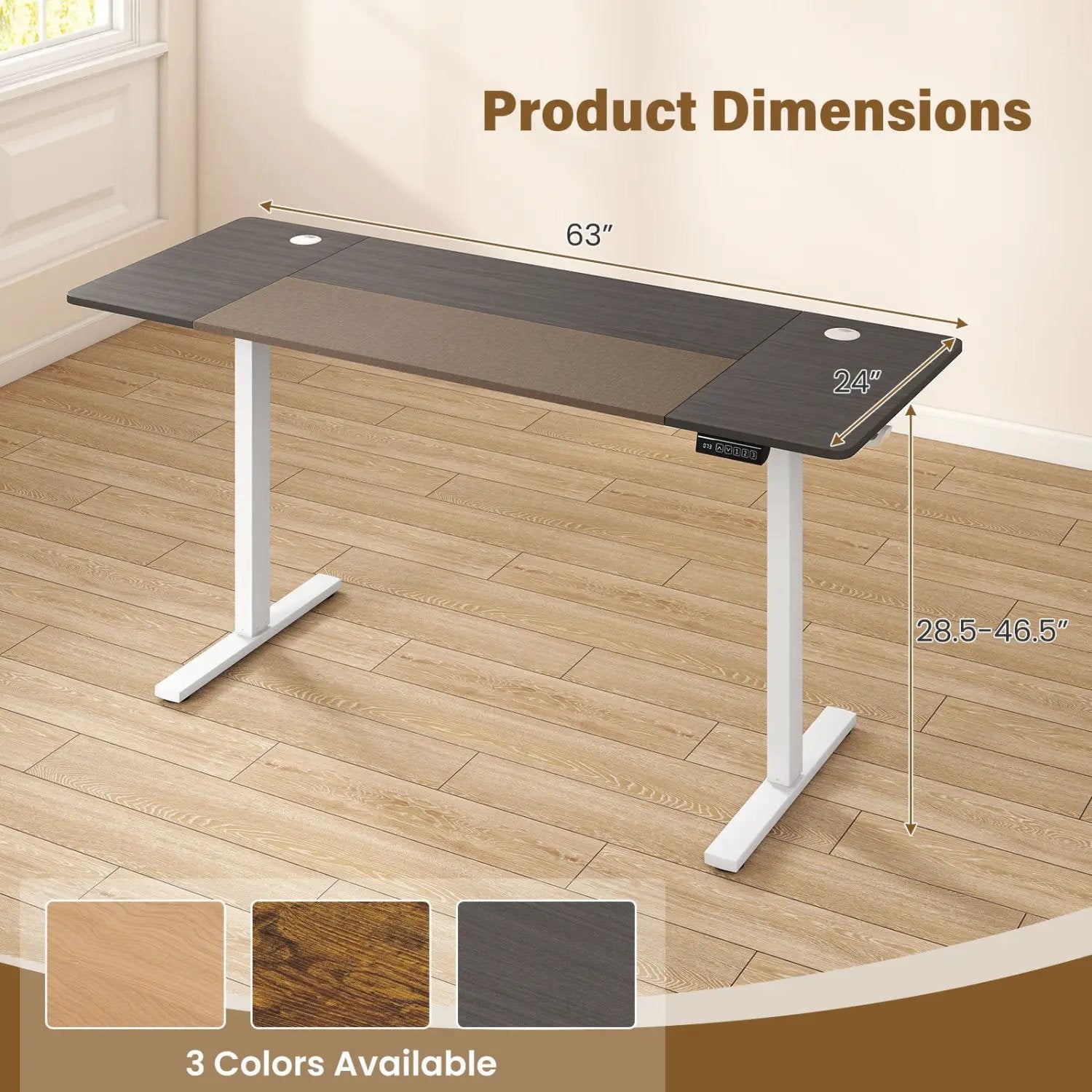 Electric Standing Desk 63x24 Inch with Memory Presets by DirectDeals