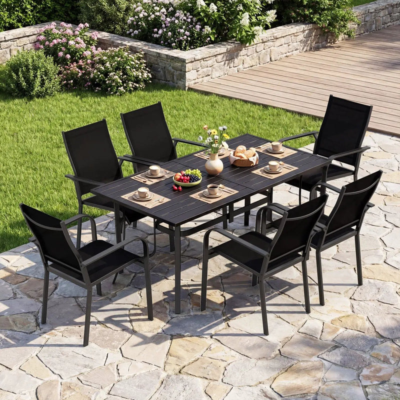 63" x 33" Rectangle Metal Patio Dining Table for 6 by DirectDeals