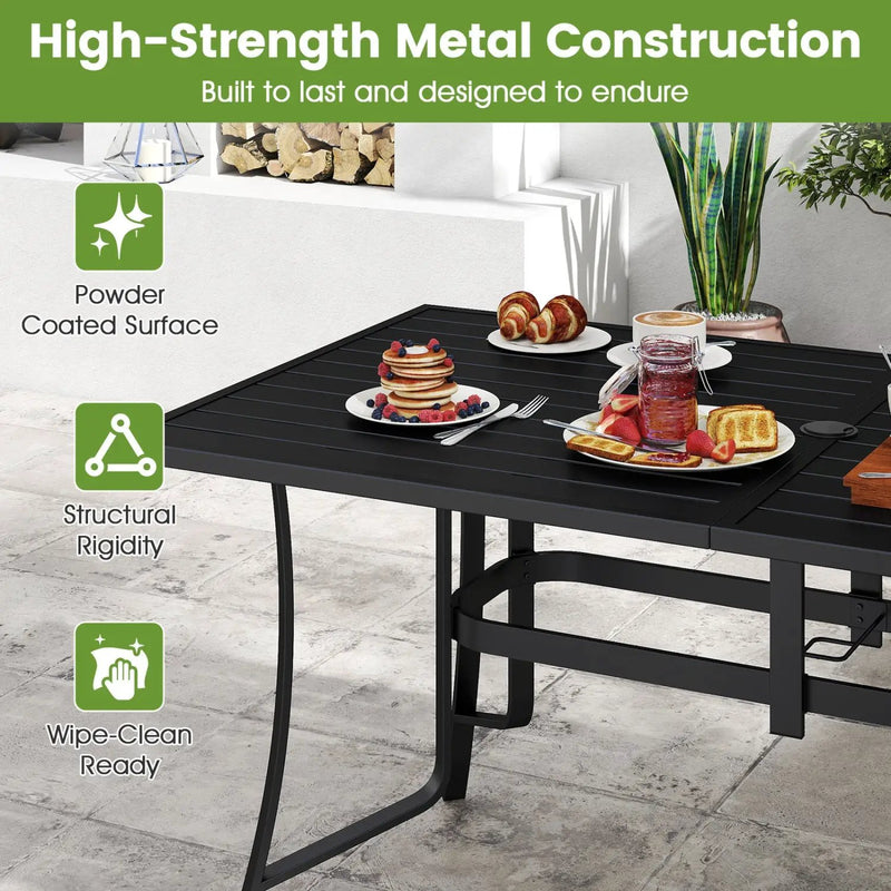 63" x 33" Rectangle Metal Patio Dining Table for 6 by DirectDeals