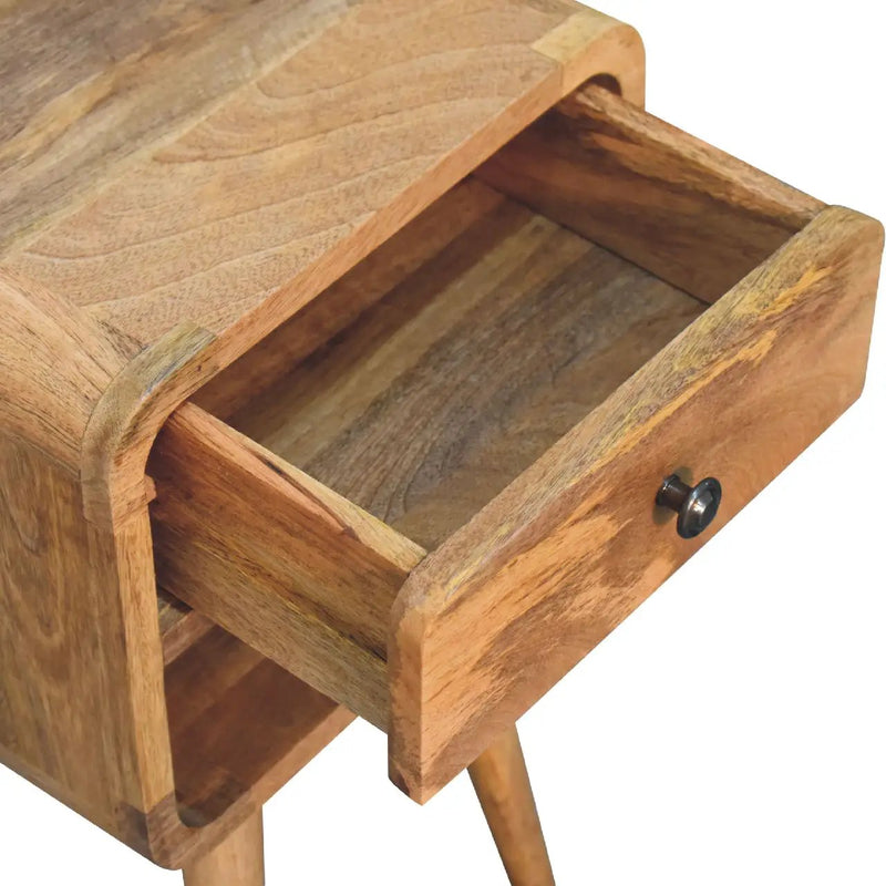 Solid Wood Mini Oak-ish Curve Lower Nightstand by HouseOfZazla