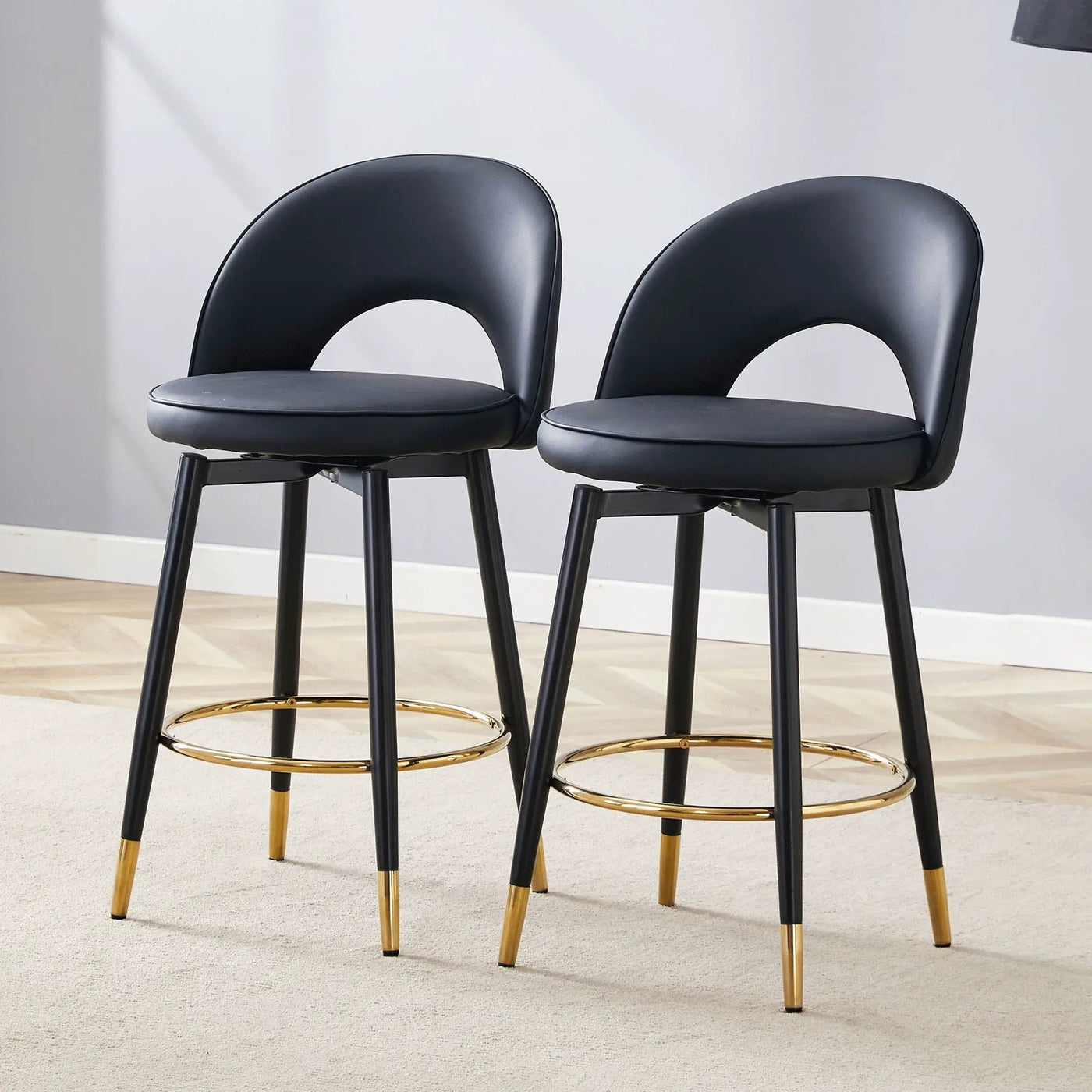 Modern Upholstered 360° Rotatable Bar Chair With Metal Legs For Dining Room (Set of 2) by HouseOfZazla