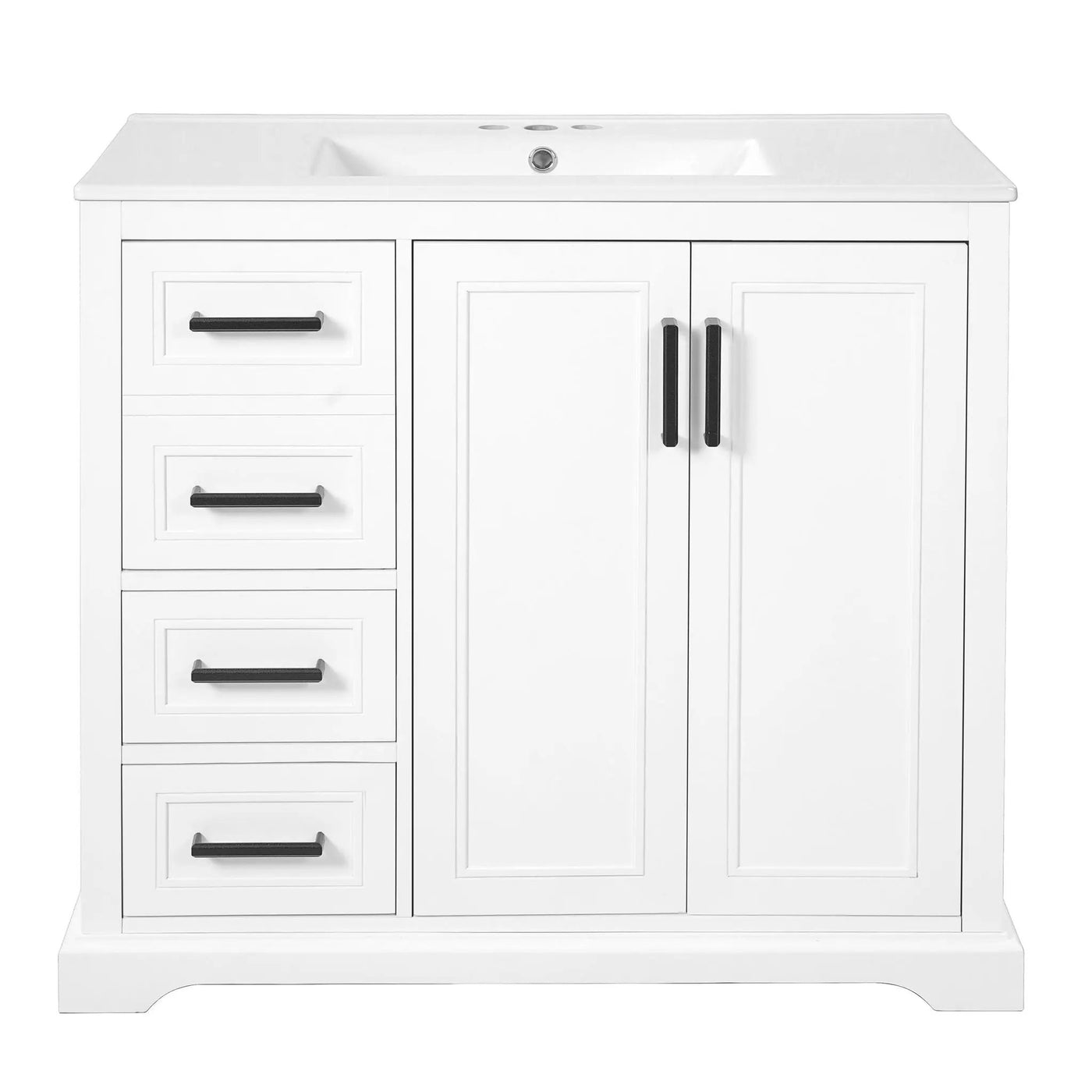 Bathroom Vanity With Sink, Soft Close Doors, Adjustable Shelf & 3 Drawers by Unique Piece Furniture