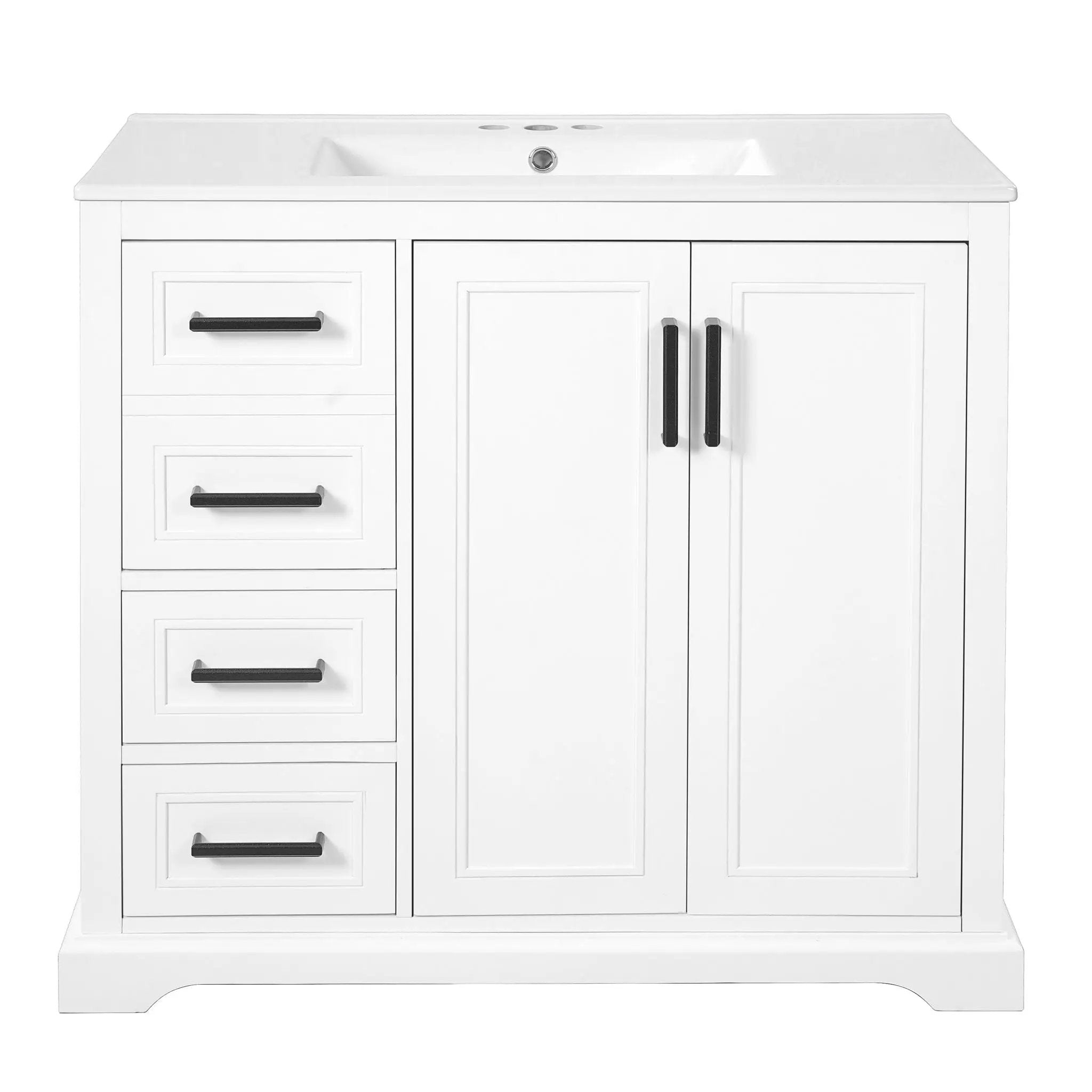 Bathroom Vanity With Sink, Soft Close Doors, Adjustable Shelf & 3 Drawers by Unique Piece Furniture