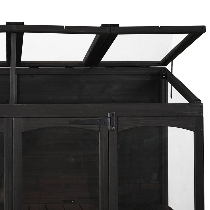 TOPMAX 78-inch Wooden Greenhouse Cold Frame with 4 Independent Skylights and 2 Folding Middle Shelves by HouseOfZazla