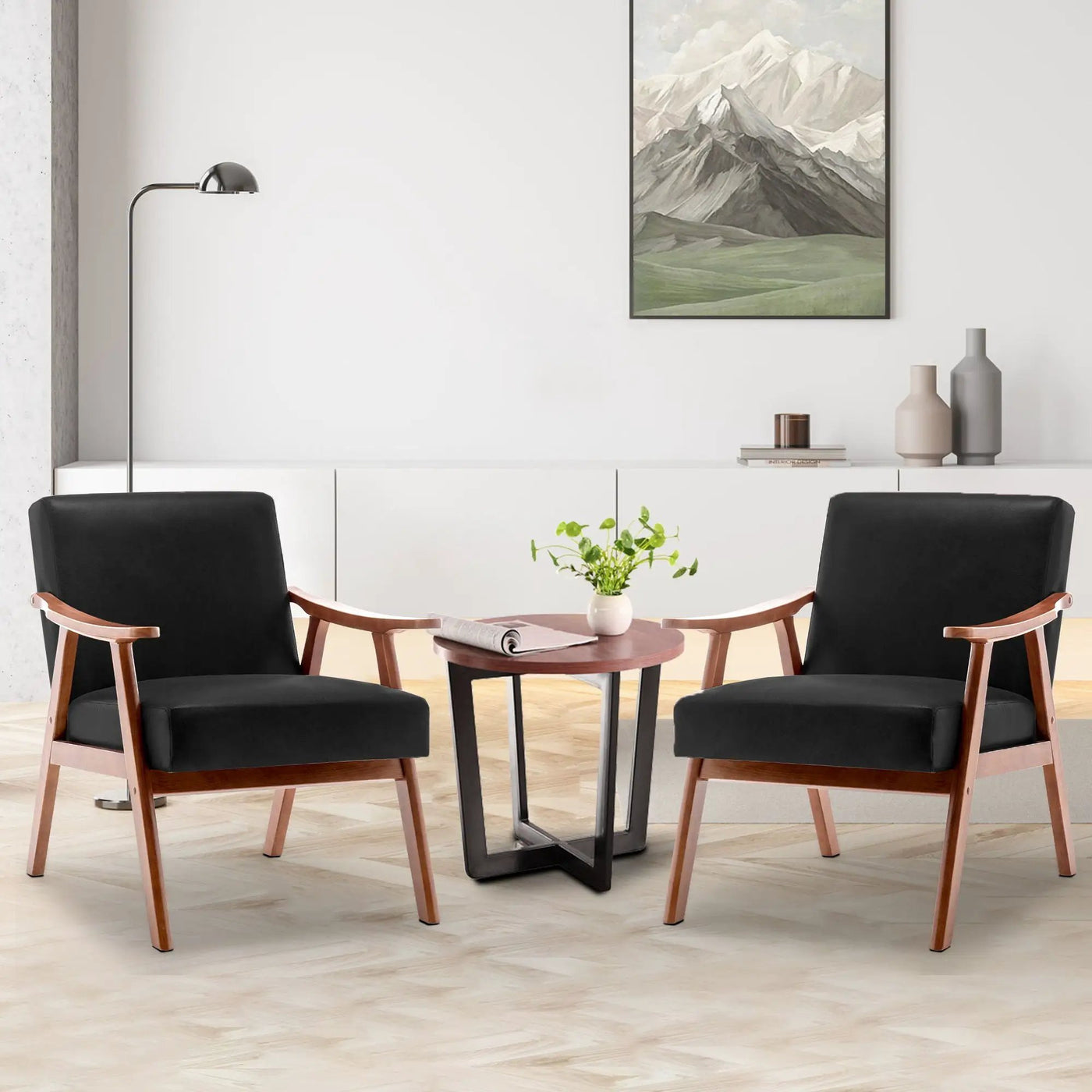 Mid Century Modern Accent Chair With Solid Wood Frame And Extra Thick Backrest by HouseOfZazla
