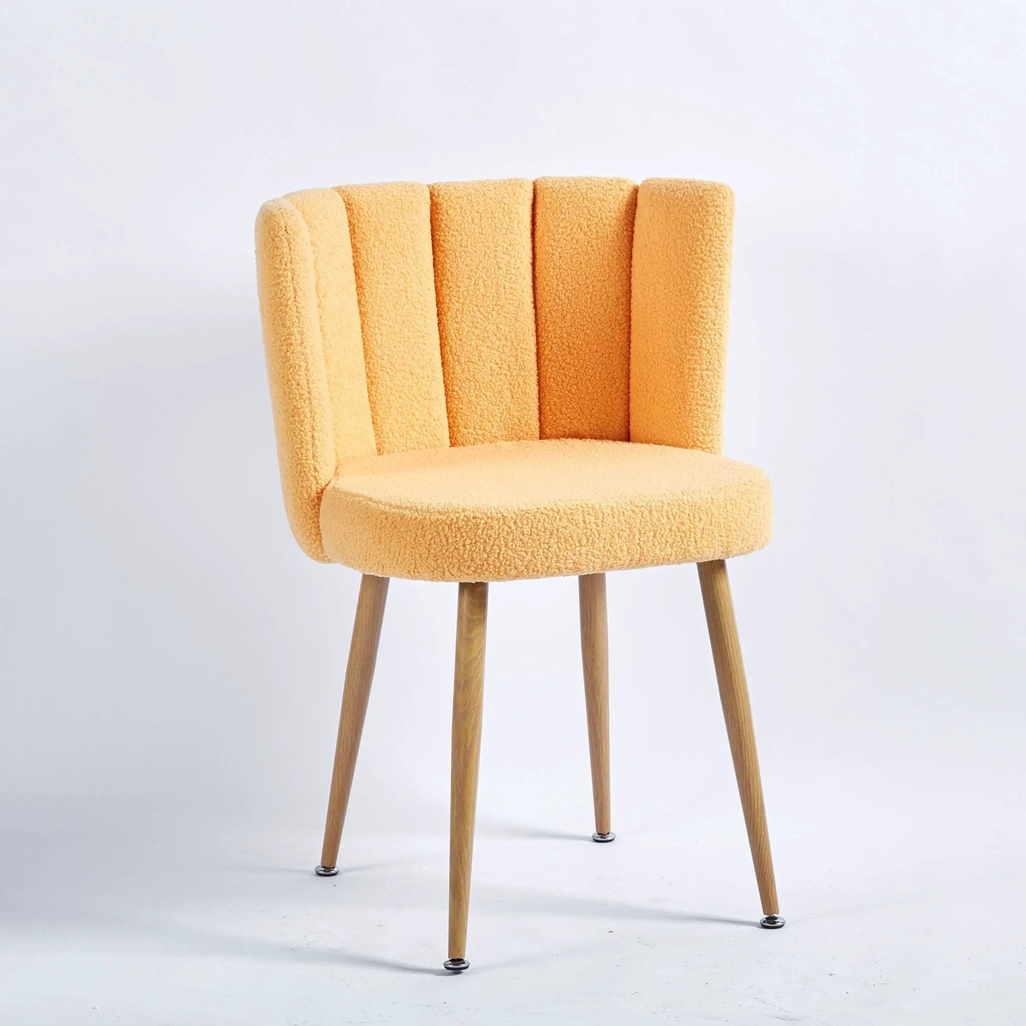 Modern Dining Chair (Set of 2) With Iron Tube Wood Color Legs, Shorthair Cushions And Comfortable Backrest, Suitable For Dining Room, Living Room, Cafe, Simple Structure by HouseOfZazla