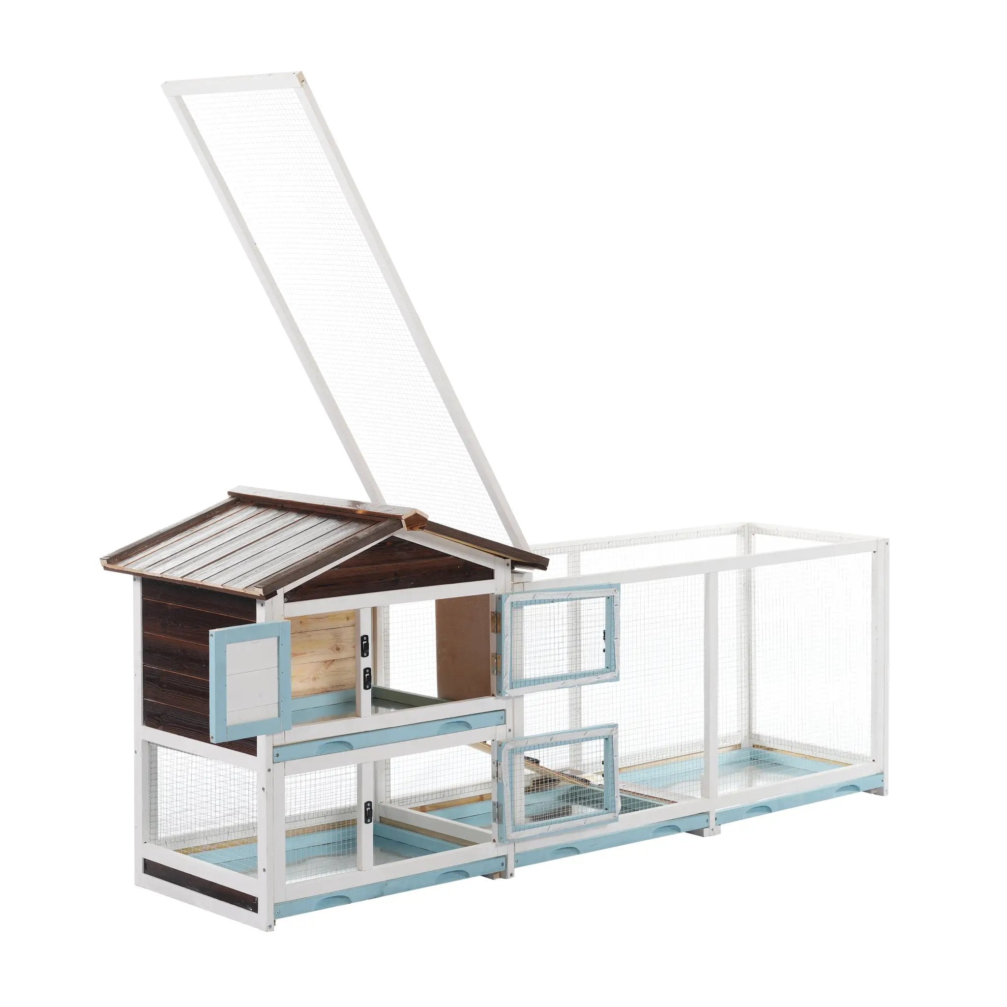 Outdoor Multi-Level Fir Wood Rabbit Hutch by HouseOfZazla