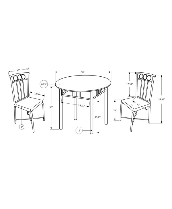 3 Pieces Dining Table Set, Small, Round, Contemporary & Modern, photo 2 of 4