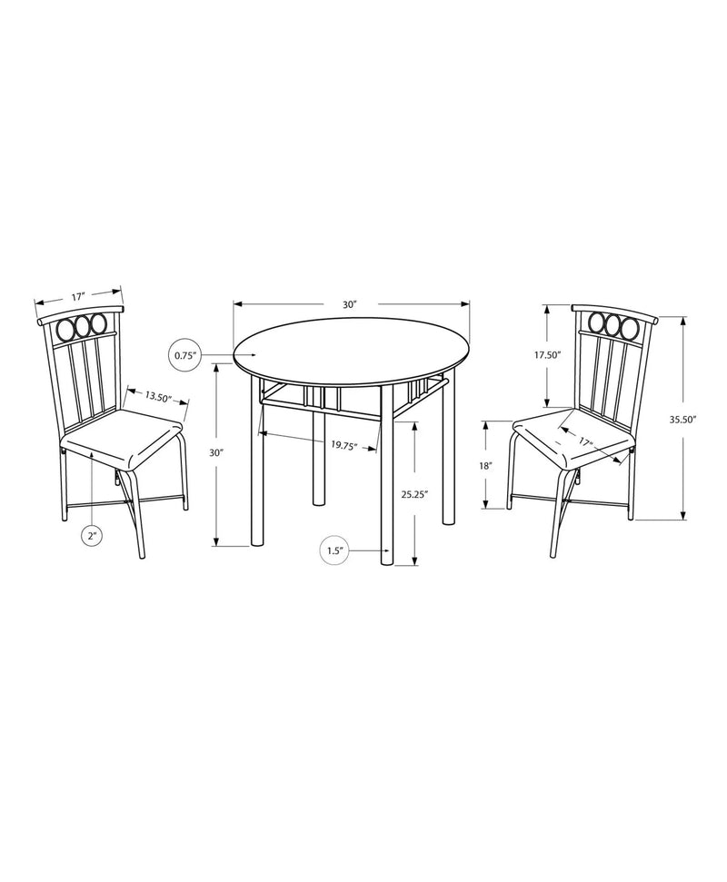 3 Pieces Dining Table Set, Small, Round, Contemporary & Modern by HouseOfZazla