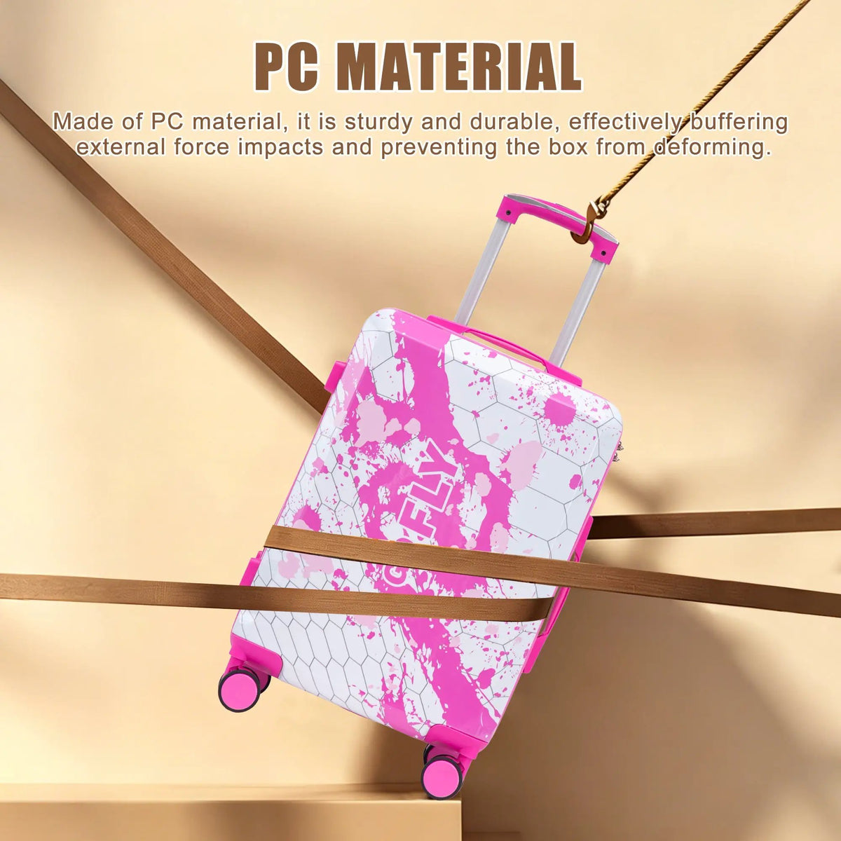 3-Piece Spinner Wheel Luggage Set (20"/24"/28") in Pink by HouseOfZazla