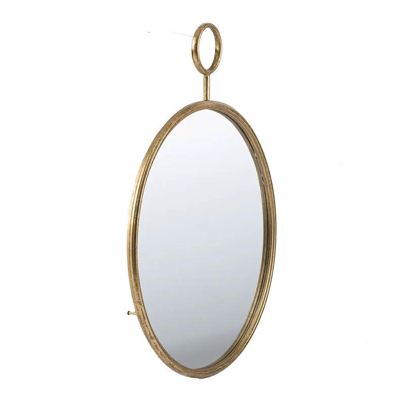 Circle Wall Mirror With Iron Frame, Accent Mirror For Living Room by Unique Piece Furniture