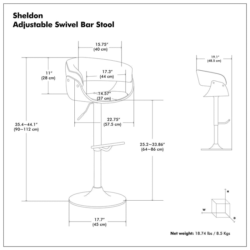 Sheldon - Upholstered Adjustable Swivel Bar Stool by Unique Piece Furniture