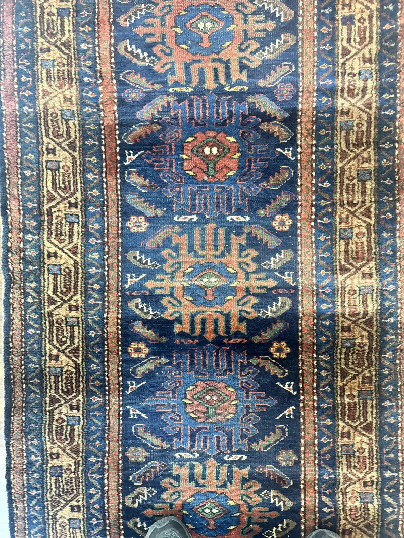 Antique Persian Sarab Runner 3x17, Blue Persian Runner Rug, Long Handmade Wool Carpet for Hallway, Rare, Tribal by Jewel Rugs